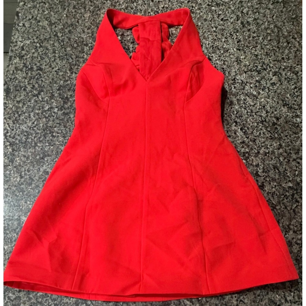 Showpo Yelena‎ Mini Dress Red Halter Neck Bow Detail Size US 10 SD24080135 NEW